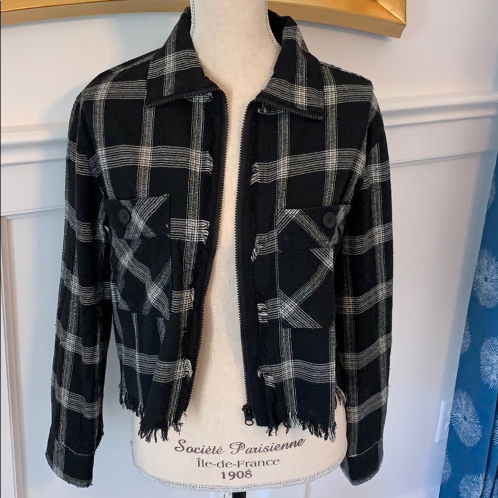 Plaid crop shirt jacket